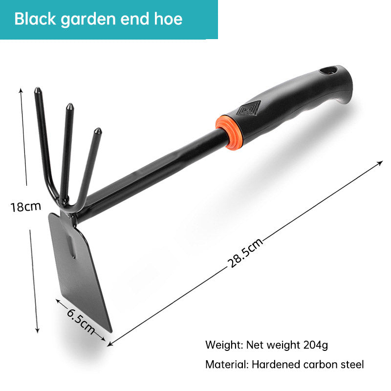 Garden Tools Black Plastic Handle Spray Plastic Two-headed Dual-use Hoe Five-tooth Rake Shovel Outdoor Flower Shovel