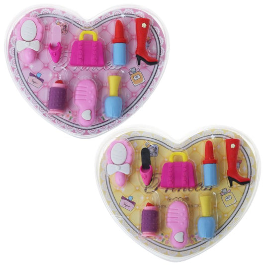 8pcs/set Girl Cosmetics Pencil Eraser Heart Gift Box Stationery School Supplies-school supplies