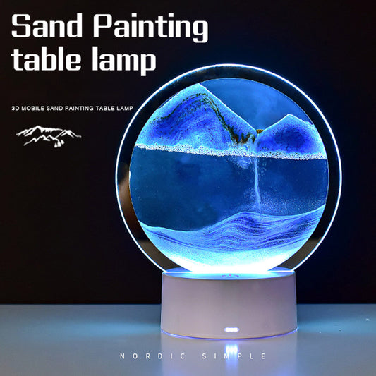 Lámpara de arena movediza creativa, decoración de mesa, reloj de arena dinámico, pintura, regalo, luz nocturna 3D, lámpara de escritorio de descompresión para dormitorio