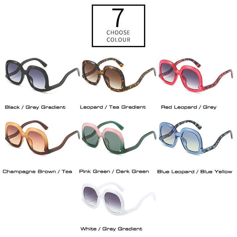 Gafas de sol ovaladas únicas de moda para mujer, gafas de sol huecas de tendencia con degradado de leopardo colorido para hombre y mujer con protección UV400 