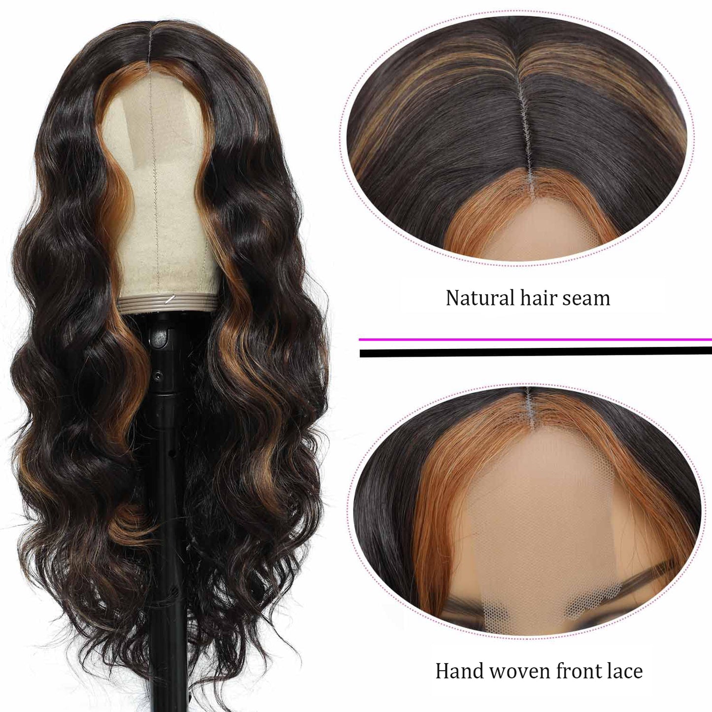 European and American Small Lace Wig Headsets with Intermediate Color Small Lace Center Split Large Wavy Long Curly Wigs