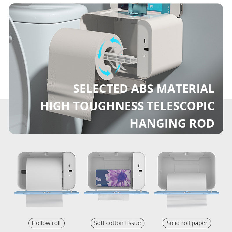 Caja de papel higiénico para sala de estar, inodoro, salida de papel automática por inducción, sin perforación, caja de papel impermeable para colgar en la pared