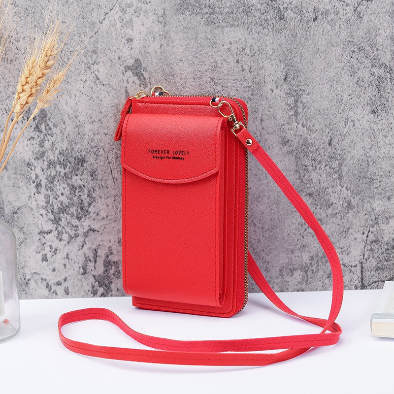 Women's Wallet Solid Color Small Diagonal Straddle Bag Multifunctional Phone Mid length Summer Versatile Zero Wallet Women