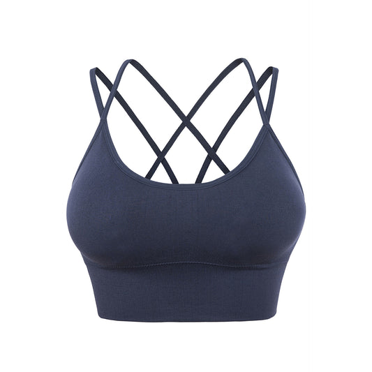 Thin Strap Cross Back Yoga Sports Bra Quick Dried Shockproof Running Fitness Sports Bra European and American Large Size Bra