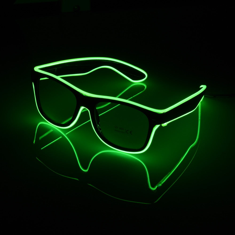 Gafas de sol con luz LED y control por voz, con cable EL, suministros para fiestas, iluminación brillante, regalo novedoso, para festivales y fiestas