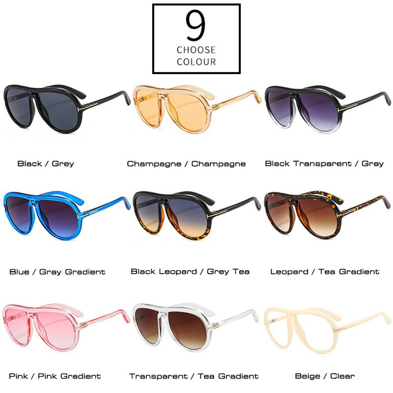 Retro Oversized Pilot Sunglasses Women Fashion Brand Designer Gradient Shades UV400 Men Oval Sun Glasses