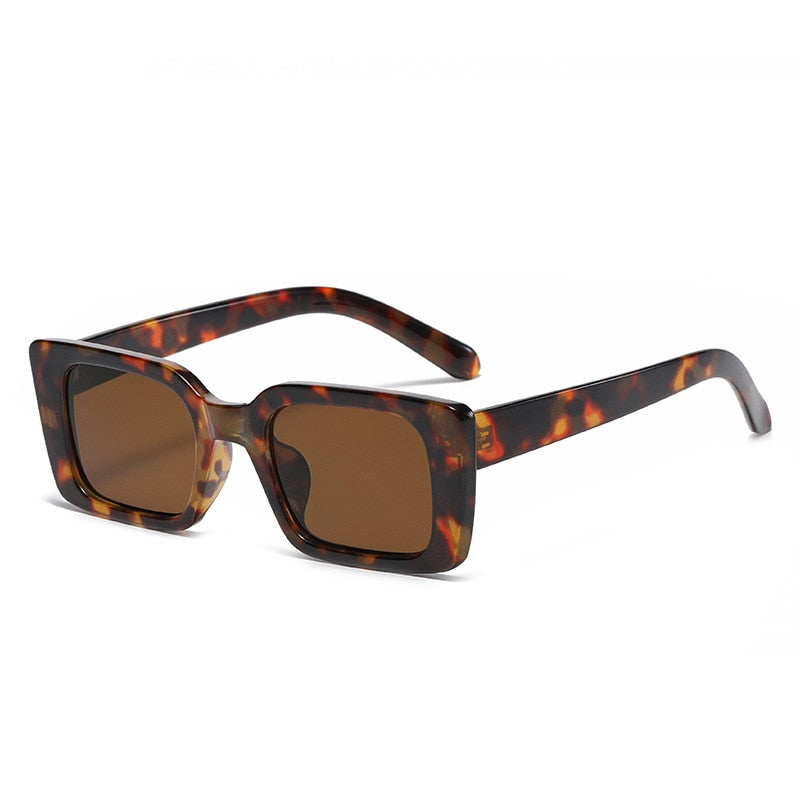 Gafas de sol rectangulares pequeñas de moda populares para mujer, gafas de sol retro con diseño de leopardo y UV400, gafas de sol cuadradas de tendencia para hombre 