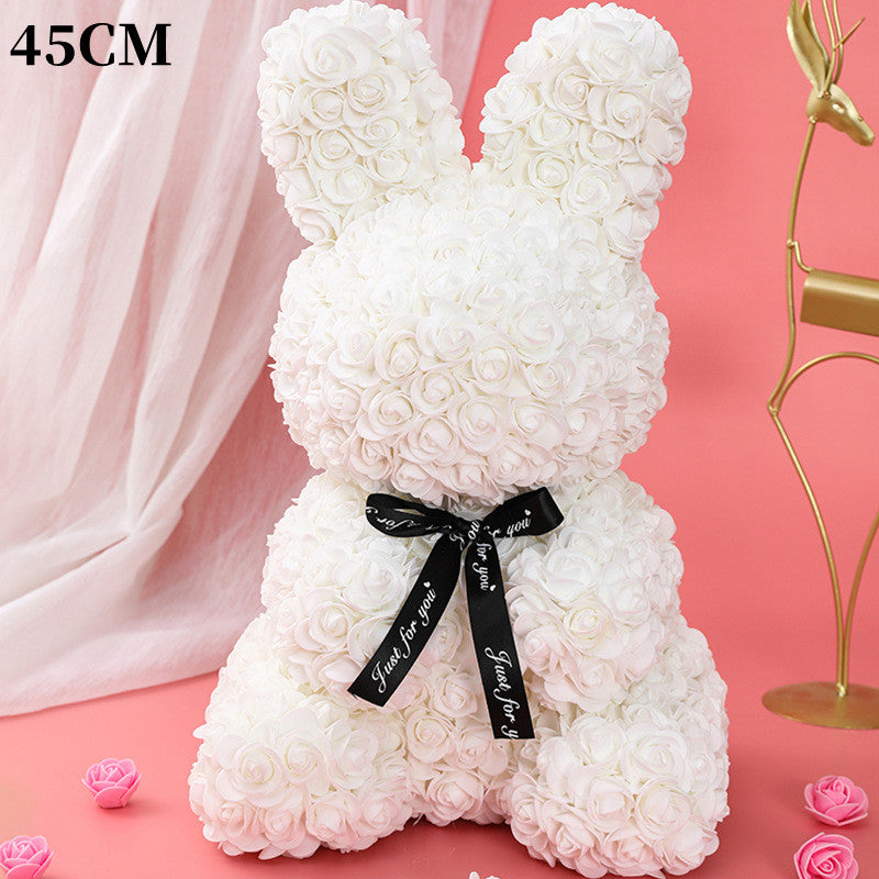 Imitation Immortal Flower foam Rose Rabbit Embracing Doll Birthday Gift Valentine's Day Gift