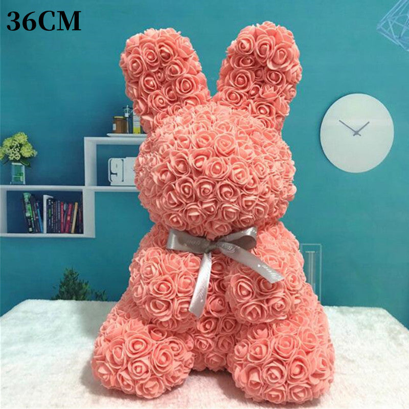 Imitation Immortal Flower foam Rose Rabbit Embracing Doll Birthday Gift Valentine's Day Gift