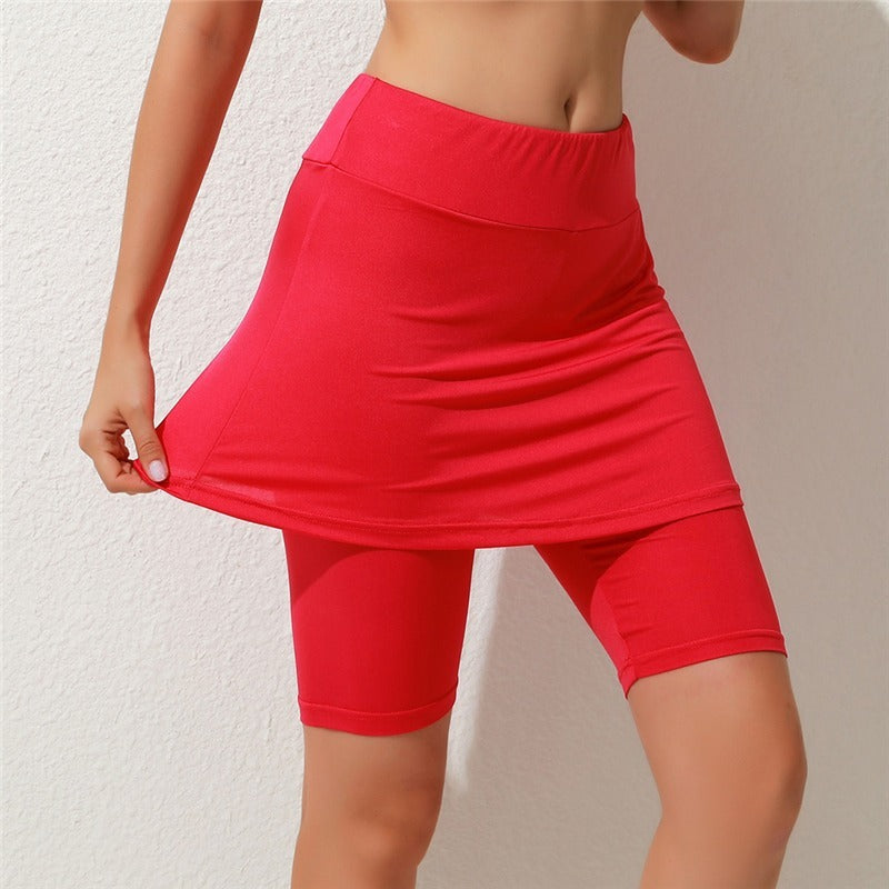 Leggings de verano de cinco centavos nuevos, pantalones de yoga de doble capa, pantalones de fitness, falda de baile latino, vestido de baile cuadrado, pantalones, falda