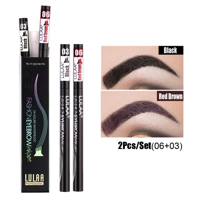 2 Or 1pcs Pro Microblading Eyebrow Tattoo Pen 4 Fork Tips Fine Sketch Liquid Eyebrow Pencil Waterproof Eyebrow Tint Makeup TSLM2