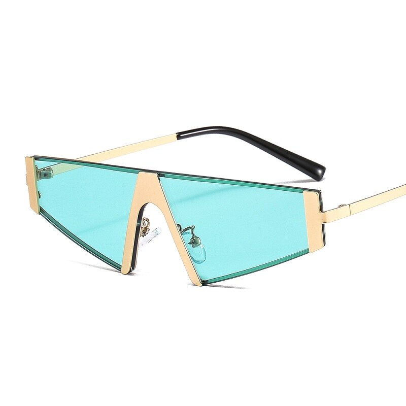 Gafas de sol triangulares de moda para mujer y hombre, lentes de PC con protección de color, marco de aleación de metal, gafas de sol elegantes de diseñador de marca de lujo 