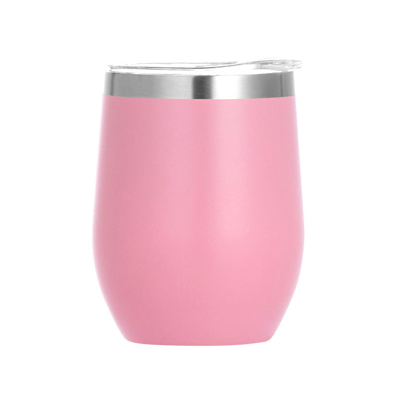 Vaso de cáscara de huevo de gran tamaño con forma de U creativa para vino tinto, vaso de acero inoxidable con aislamiento al vacío de doble capa de 12 oz