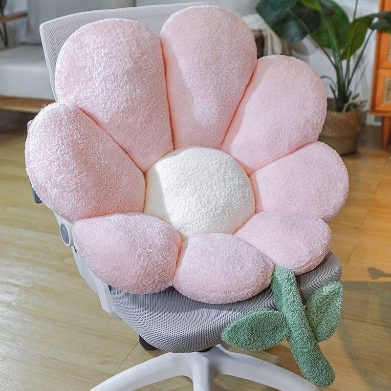 Ins Flower Cushion Office Long Sitting Waist Back Integrated Cute Seat Cushion Soft Seat Cushion Bottom Cushion Winter