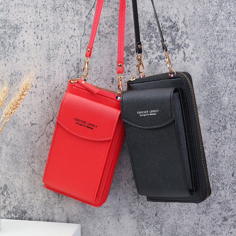 Women's Wallet Solid Color Small Diagonal Straddle Bag Multifunctional Phone Mid length Summer Versatile Zero Wallet Women