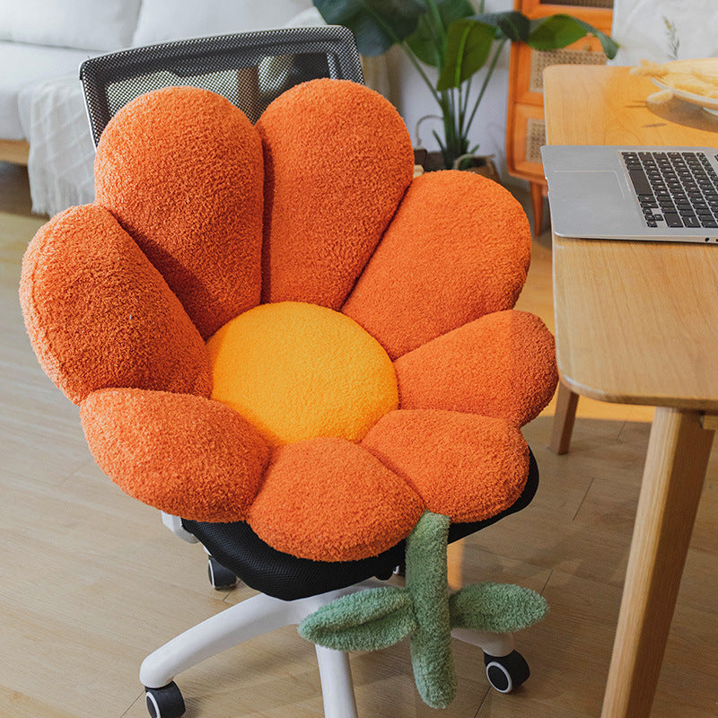 Ins Flower Cushion Office Long Sitting Waist Back Integrated Cute Seat Cushion Soft Seat Cushion Bottom Cushion Winter