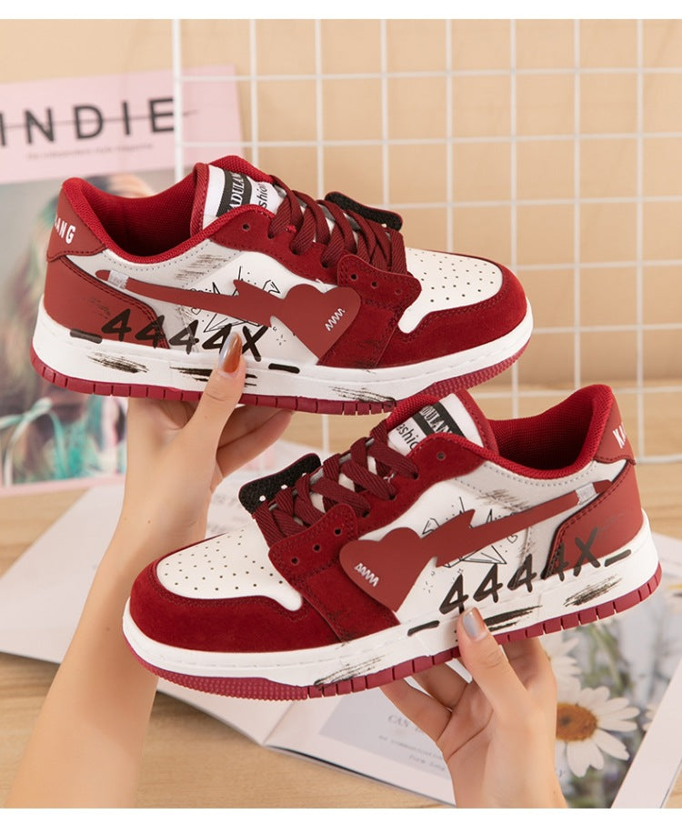 Retro Love Made Old Skateboard Shoes Small Design Wine Red Men and Women Sports Fashion Shoes