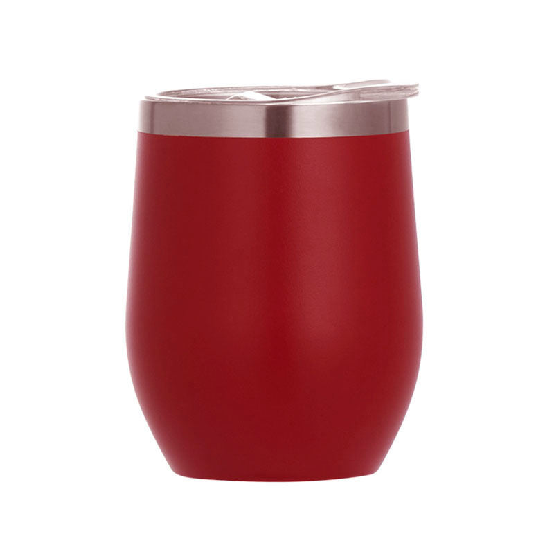 Vaso de cáscara de huevo de gran tamaño con forma de U creativa para vino tinto, vaso de acero inoxidable con aislamiento al vacío de doble capa de 12 oz