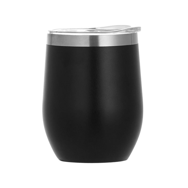 Vaso de cáscara de huevo de gran tamaño con forma de U creativa para vino tinto, vaso de acero inoxidable con aislamiento al vacío de doble capa de 12 oz