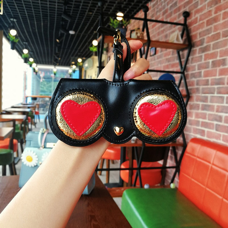 Estuche portátil de piel sintética con dibujos de animales para mujer, caja para gafas de sol, bonita bolsa protectora