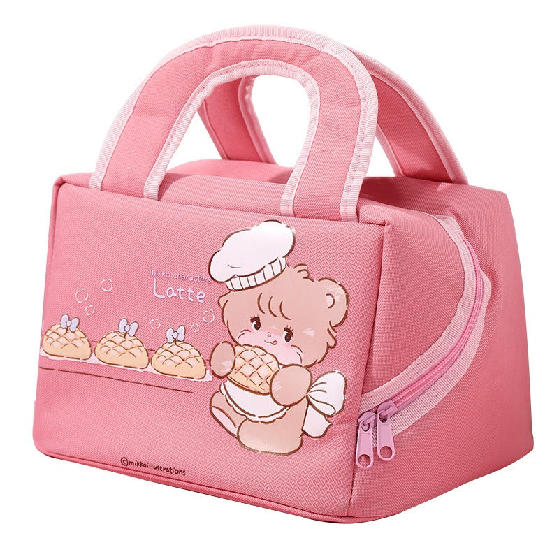 Cute Cartoon Lunch Box Bag Large Capacity Heat Preservation Handbag Convenient Bag Student Lunch Bag