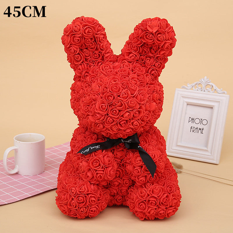 Imitation Immortal Flower foam Rose Rabbit Embracing Doll Birthday Gift Valentine's Day Gift