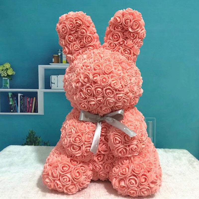 Imitation Immortal Flower foam Rose Rabbit Embracing Doll Birthday Gift Valentine's Day Gift