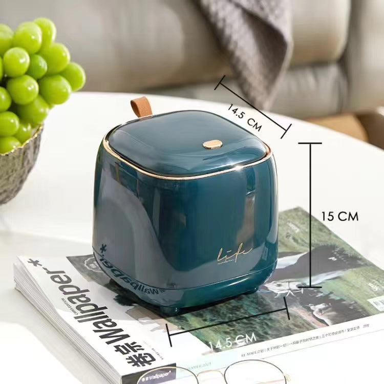 Press Desktop Trash Can Household Coffee Table With Lid Storage Bin Creative Flip Square Organizing Storage Box