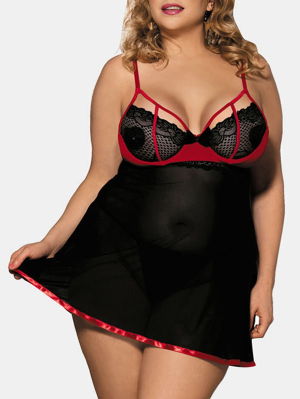 Lencería de malla de talla grande Babydoll