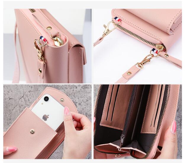 Women's Wallet Solid Color Small Diagonal Straddle Bag Multifunctional Phone Mid length Summer Versatile Zero Wallet Women