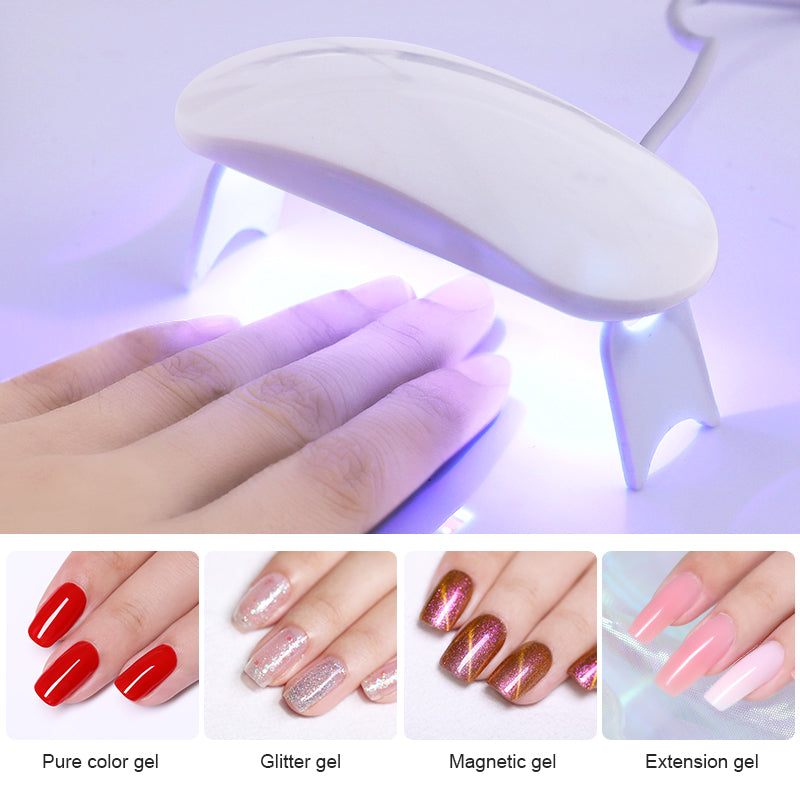 Secador de uñas blanco de 6 W, lámpara UV LED, portátil, cable micro USB, para uso doméstico, lámpara de 3 LED, herramientas para decoración de uñas