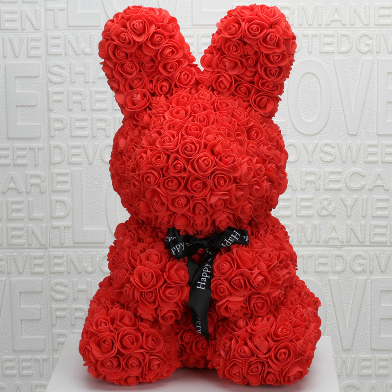 Imitation Immortal Flower foam Rose Rabbit Embracing Doll Birthday Gift Valentine's Day Gift