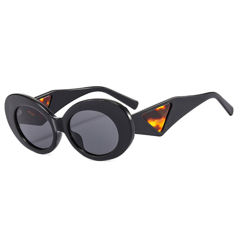 Gafas de sol retro ovaladas de color contrastante para mujer, gafas de sol de marca de moda con diseño de ojo de gato para hombre, gafas de sol con tonos degradados de tendencia UV400 