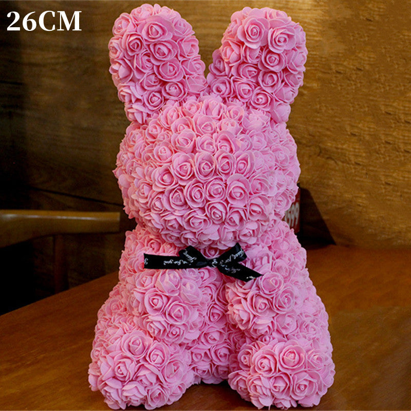 Imitation Immortal Flower foam Rose Rabbit Embracing Doll Birthday Gift Valentine's Day Gift