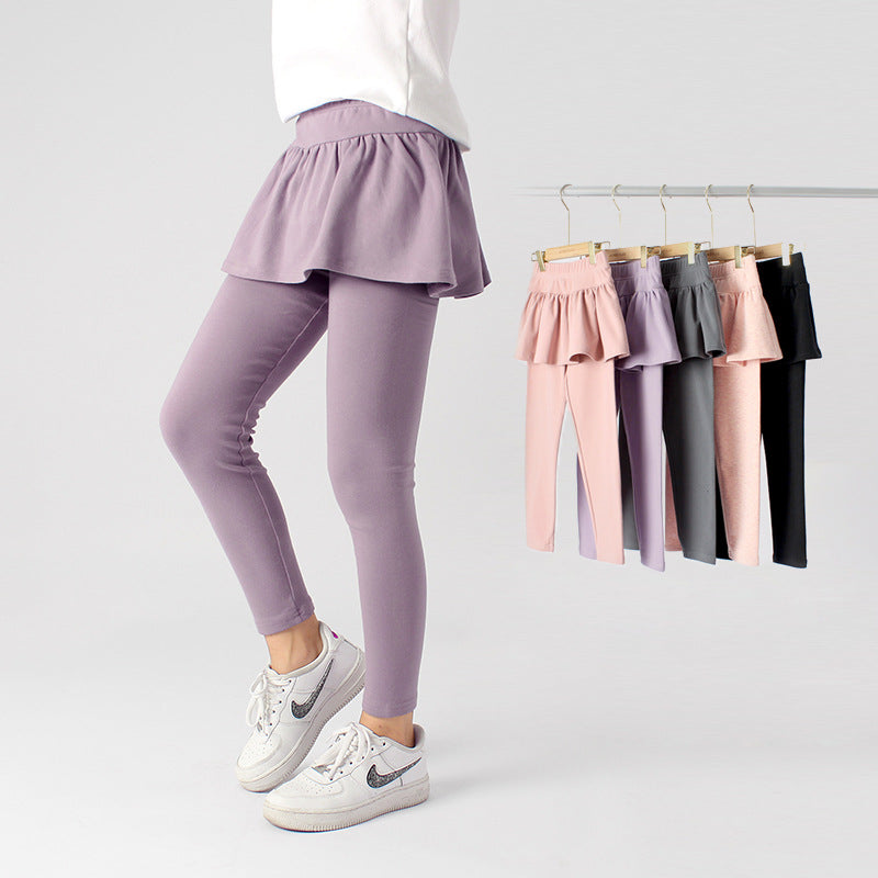 Pantalones de algodón y cachemira para niños, primavera y otoño, nuevos pantalones coreanos para niños, faldas de color liso