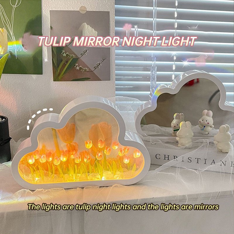 Tulip Cloud Night Light Desktop Decoration DIY Mirror Advanced Atmosphere Handmade DIY Finished Decoration