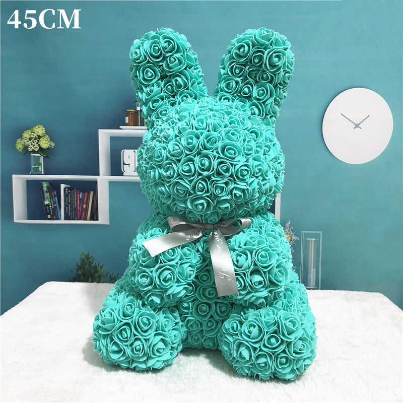 Imitation Immortal Flower foam Rose Rabbit Embracing Doll Birthday Gift Valentine's Day Gift