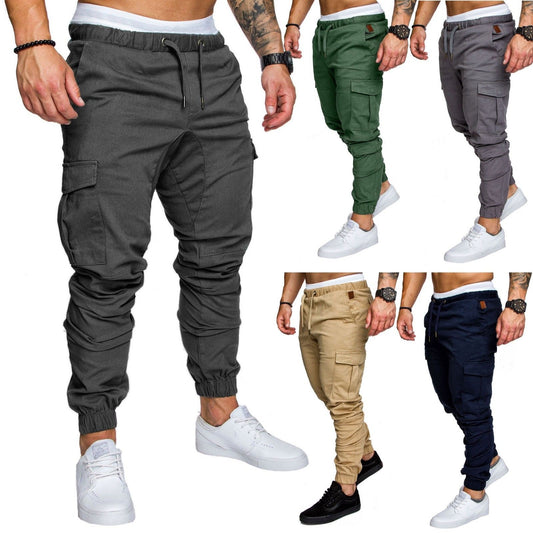 Pantalones de trabajo nuevos con múltiples bolsillos, pantalones casuales de tela tejida para hombre, leggings para hombre