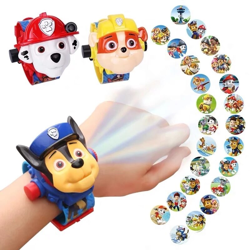 Paw Patrol Toys 3D Projection Digital Watch Dog Puppy Patrulla Canina Anime Action Figures Model Toy Marshall Chase Kid Gift Set