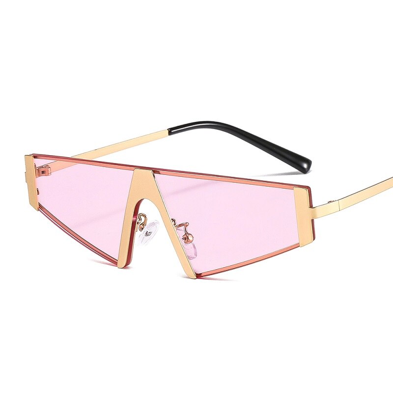 Gafas de sol triangulares de moda para mujer y hombre, lentes de PC con protección de color, marco de aleación de metal, gafas de sol elegantes de diseñador de marca de lujo 