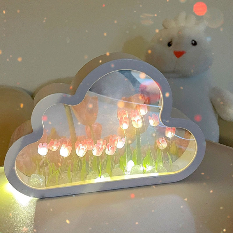 Tulip Cloud Night Light Desktop Decoration DIY Mirror Advanced Atmosphere Handmade DIY Finished Decoration