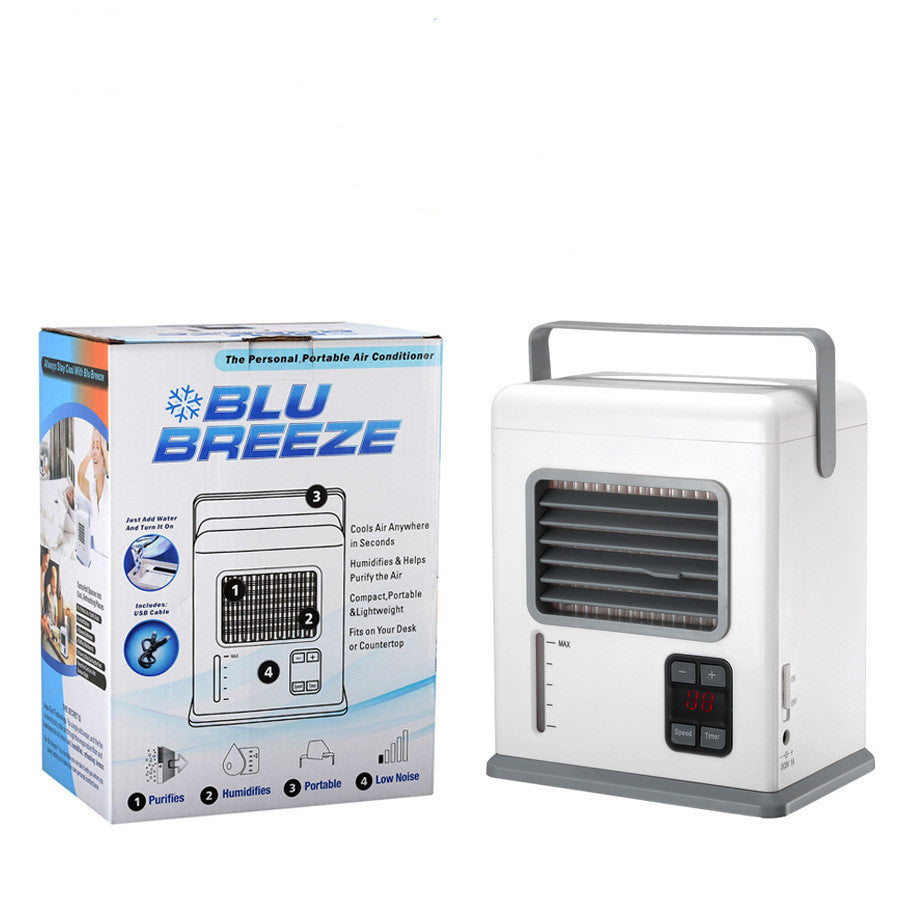 New Air Cooler Battery Plug-In Dual-Use Air Conditioner Desktop Smart Digital Display Mini BLU BREEZE Air Cooler