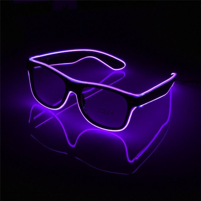 Gafas de sol con luz LED y control por voz, con cable EL, suministros para fiestas, iluminación brillante, regalo novedoso, para festivales y fiestas