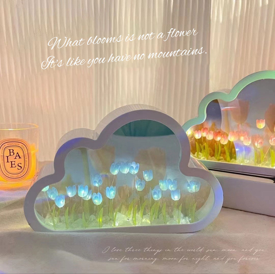 Tulip Cloud Night Light Desktop Decoration DIY Mirror Advanced Atmosphere Handmade DIY Finished Decoration