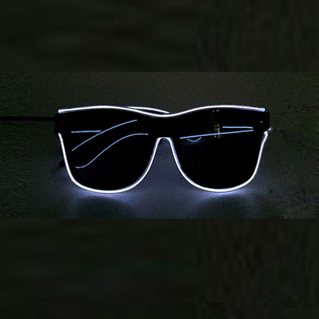 Gafas de sol con luz LED y control por voz, con cable EL, suministros para fiestas, iluminación brillante, regalo novedoso, para festivales y fiestas