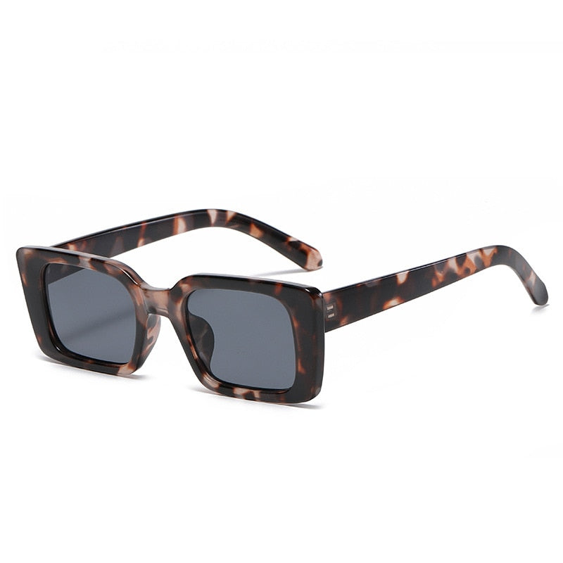 Gafas de sol rectangulares pequeñas de moda populares para mujer, gafas de sol retro con diseño de leopardo y UV400, gafas de sol cuadradas de tendencia para hombre 