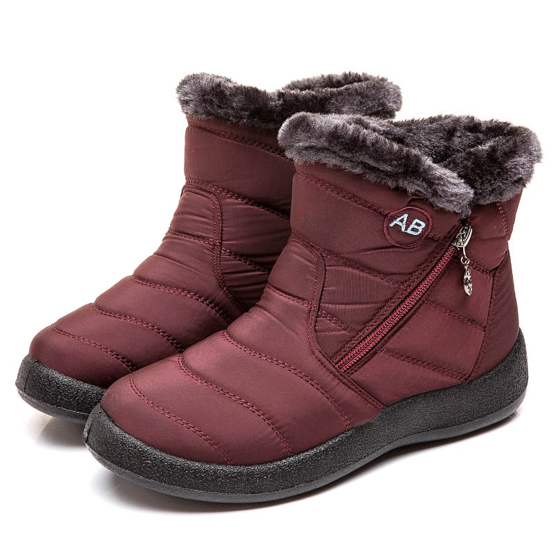 Botas de mujer, botas de nieve impermeables a la moda para invierno, zapatos de mujer, botas casuales ligeras hasta el tobillo, botas cálidas de invierno para mujer