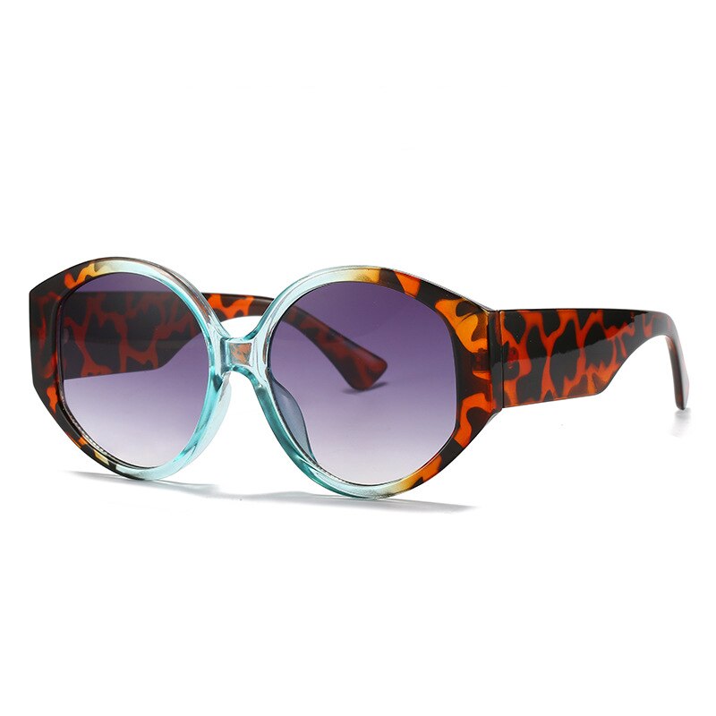 Gafas de sol redondas retro para mujer, gafas de sol a la moda con degradado colorido, gafas de sol con protección UV400 para hombre, gafas de sol ovaladas con estampado de leopardo 