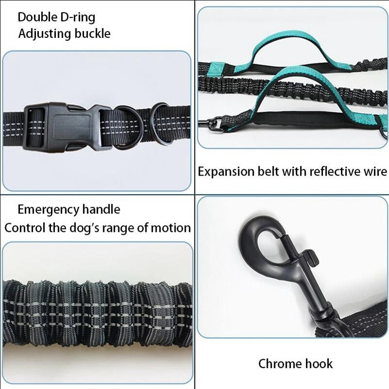 Cuerda de tracción elástica doble reflectante para correr, cuerda retráctil portátil para perros, cadena de tracción para perros, suministros para mascotas