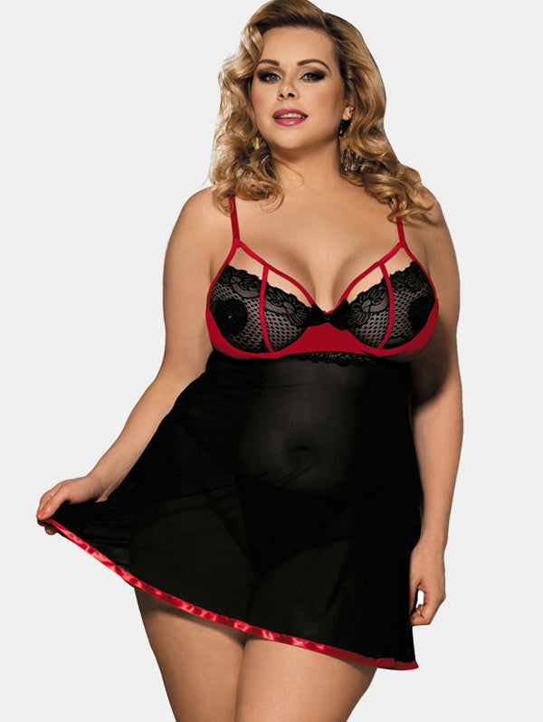 Lencería de malla de talla grande Babydoll